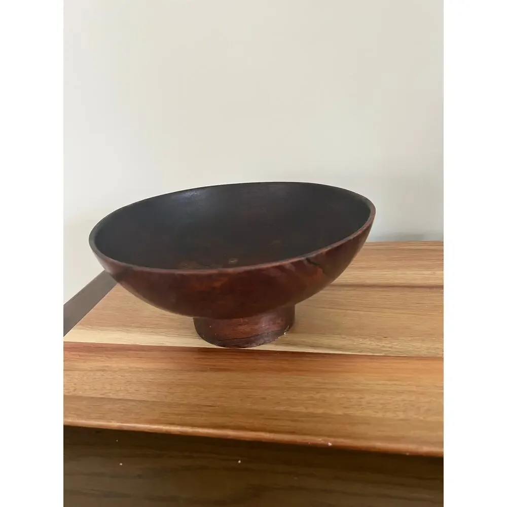 Vintage John May Hand Turned Teak Bowl Signed Jackson NH JL